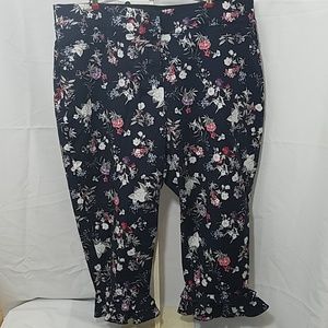 Lane Bryant Floral Ankle Pant with Ruffles